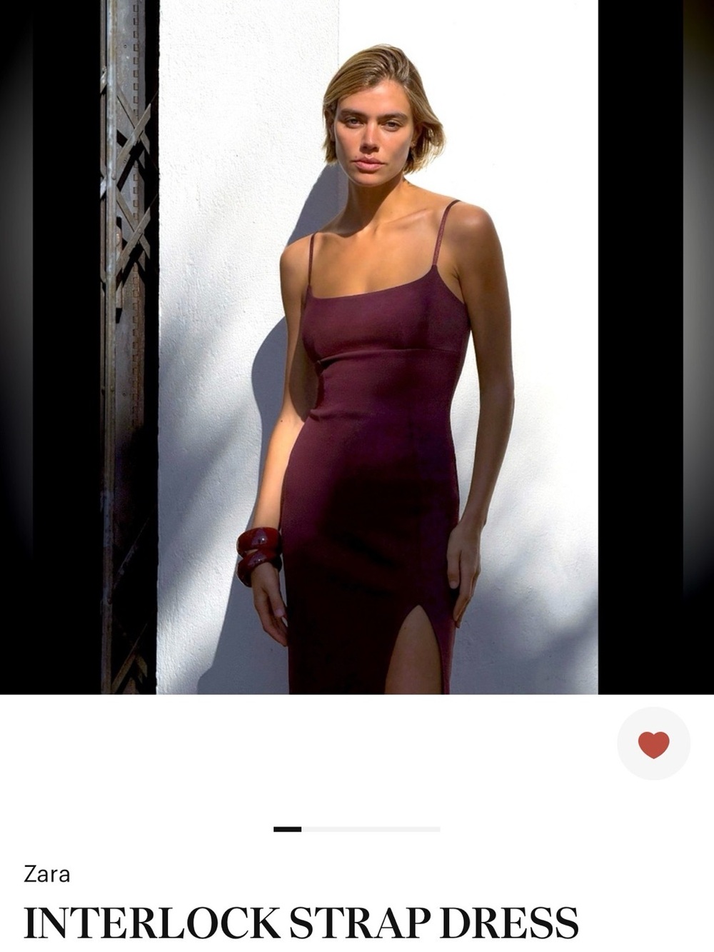 ZARA WINE INTERLOCK STRAP DRESS SMALL